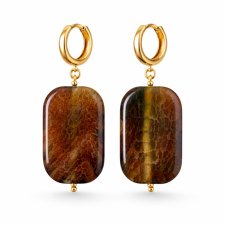 kolczyki GREEN SQUARES srebro złocone agat mszysty unikat