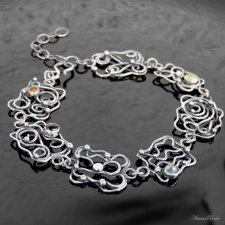 Bransoletka srebrna ażurowa z minerałami