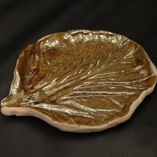 Złoty liść. Patera, podstawka na świeczki. Ręcznie robione