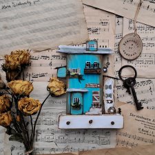 Wieszak turkusowy domek na klucze i drobiazgi