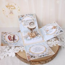 Exploding box komunijny, kartka na komunię. pamiątka "In Shades of Blue" GOTOWY