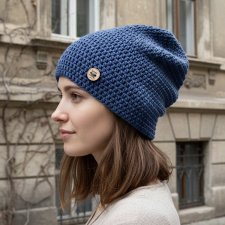 Czapka przejściowa cienka beanie smerf bawełna S/M blue