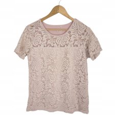 VRS bluzka pudrowy róż koronka luźna 40 L