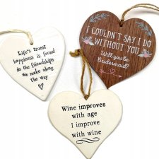 stylowe  ZAWIESZKI decory SERCA sentencje 3szt