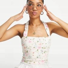 ABERCROMBIE & FITCH crop top floral 34 XS LNIANY