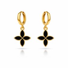 kolczyki SIMPLE BLACK- srebro złocone 24K