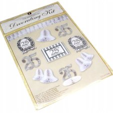 DEKORACJE na 25 rocznicę zestaw mix NOWY 12 elementów