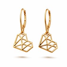 kolczyki ORIGAMI HEARTS- srebro złocone 24K