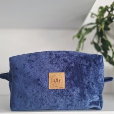Kosmetyczka z puchatego weluru Granatowa