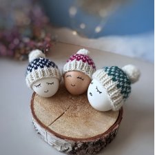 Czapeczki na jajka wielkanocne - zestaw 3 szt. (granat, malina, morski)