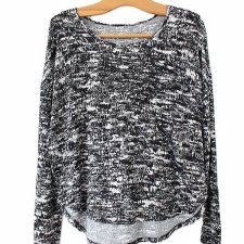 bluzka z długim rękawem czarno-biała wiskoza
