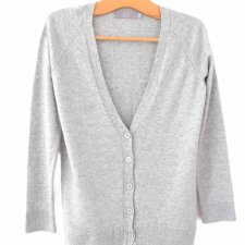 Kardigan vintage wełna bawełna wiskoza szary sweter Units M