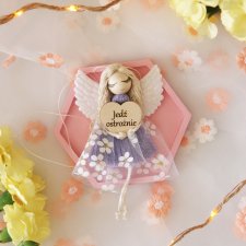 Zawieszka do samochodu Aniołek - Jedź ostrożnie - fiolet | Do auta