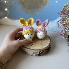 Czapeczki z uszami zająca na jajka wielkanocne - zestaw 2 szt.