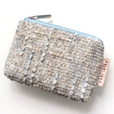 Mały portfelik card holder z plecionki Błękitny