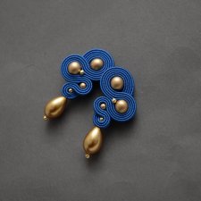 kobaltowo-złote kolczyki sutasz