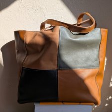 Skórzana torba kolory jesieni - kwadraty