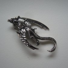 BROSZKA W STYLU GOTYCKIM - SREBRNY SMOK