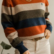Kolorowy wełniany sweter XL