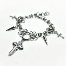 Bransoletka chainmaille z krzyżami kolcami stal chirurgiczna vampire