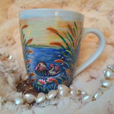 Barwny ręcznie malowany kubek Kaczka 300 ml.