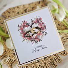 Ślubna kartka do koperty z obrączkami na zamówienie