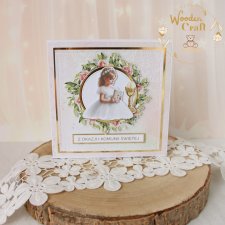 Kartka komunijna do koperty, Pamiątka Komunii, prezent "RoseWine4" GOTOWA