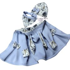 Komplet płaszczyk z uszami oraz czapka i chustka r.68/74