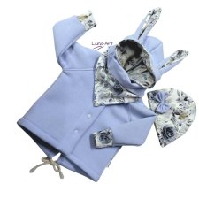 Komplet bluza z uszami oraz czapka i chustka r.140/146