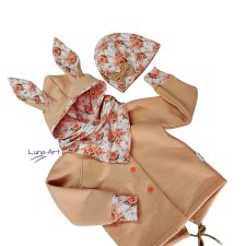 Komplet bluza z uszami oraz czapka i chustka r.80/86