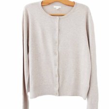 Beżowy klasyczny kardigan vintage wiskoza elegancki sweter