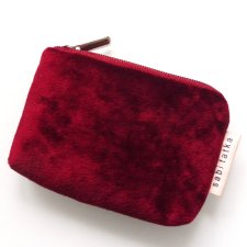 Welurowy portfel etui na karty Bordowy