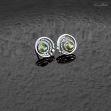 Kolczyki srebrne wkrętki z zielonym turmalinem