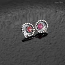 Kolczyki srebrne wkrętki z różowym turmalinem