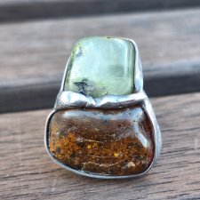 Prenit z bursztynem - pierścionek regulowany