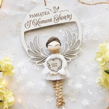 Pamiątka Komunii dla chłopca - anioł na obręczy | Prezent komunijny