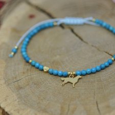 Flat coated retriever - bransoletka z turkusem, srebro pozłacane