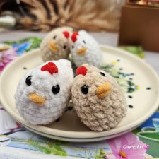 KURA na szydełku kurka wielkanocna KURCZAK kurczaczek biały beżowy na szydełku mały kurczak kurka ręcznie zrobiona uroczy kurczak ozdoba na Wielkanoc