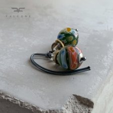 Kolczyki Green Millefiori & Smoky Gray