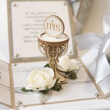 Pamiątka pierwszej Komunii Świętej exploding box kartka 3d