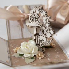 Pamiątka pierwszej Komunii Świętej exploding box kartka 3d