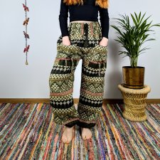 ciepłe spodnie nanda - zielone | bawełniana włóczka | indie