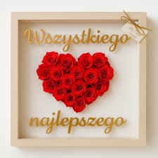 Ręcznie wykonana dekoracja w ramce z sercem z róż pełna personalizacja Zaproponuj swoją ramkę