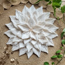 Boho kwiat makrama duża na ścianę  ecru