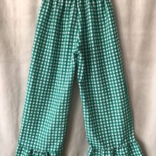 Spodnie krata falbanka zieleń kreskowana M/L