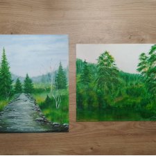 WYPRZEDAŻ KOLEKCJI - ZESTAW RĘCZNIE MALOWANYCH OBRAZÓW - WIOSNA-LATO - 1x 30x24cm + 1x 24x30cm