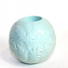 Ceramiczny świecznik błękitna ceramika liście