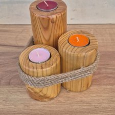 Świecznik drewniany potrójny
