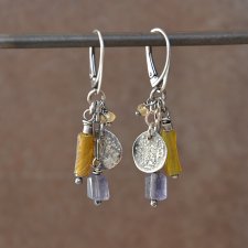 Kolczyki ze szkłem antycznym i iolitem