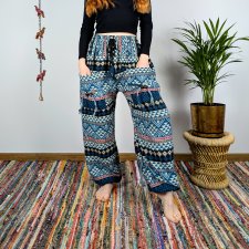 ciepłe spodnie nanda - niebieskie | bawełniana włóczka | indie